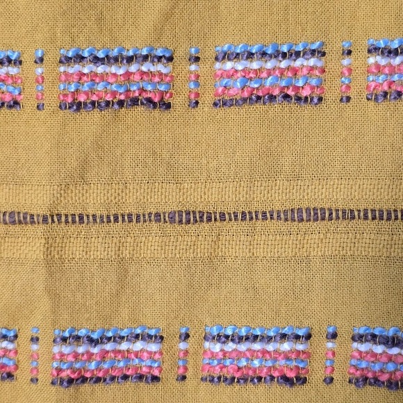 Habitat Clothes Top Womens Medium Yellow Button Up Long Sleeve Geometric - Picture 4 of 14